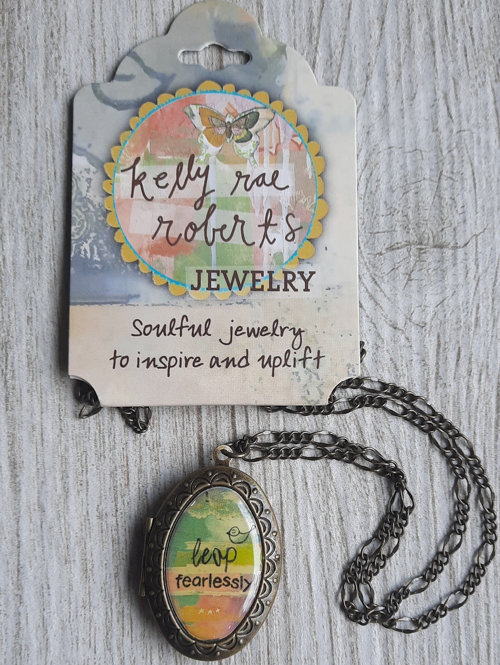 Photo Locket Pendant Necklace Leap Fearlessly Kelly Rae Roberts Jewelry NWT